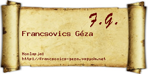 Francsovics Géza névjegykártya